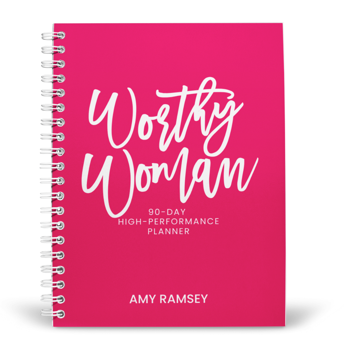 The Worthy Woman 90-Day High-Performance Planner in pink, a faith-based goal planner for Christian women